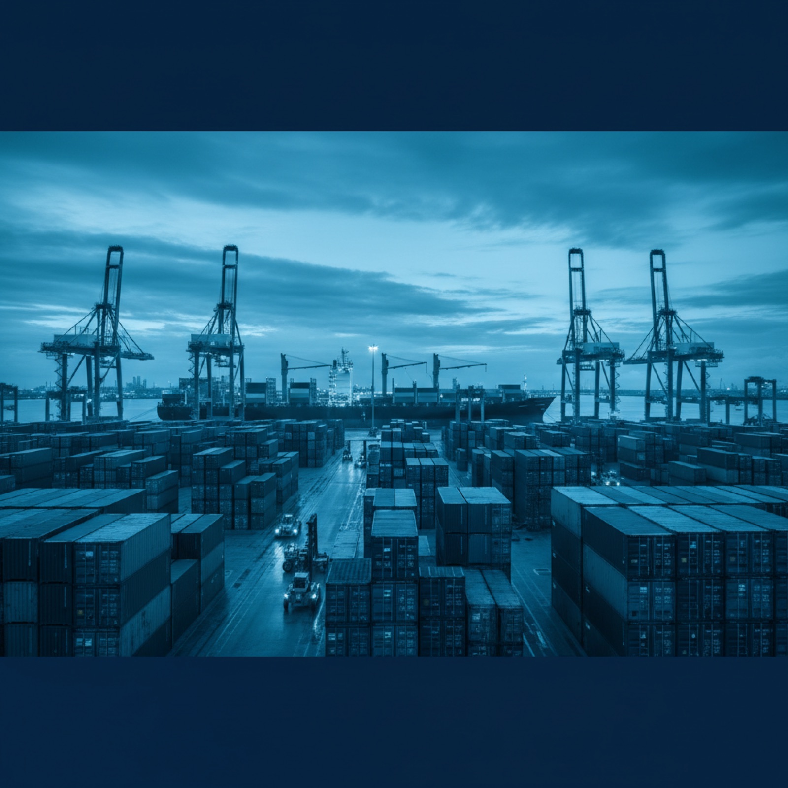 Operaciones de comercio internacional en puerto