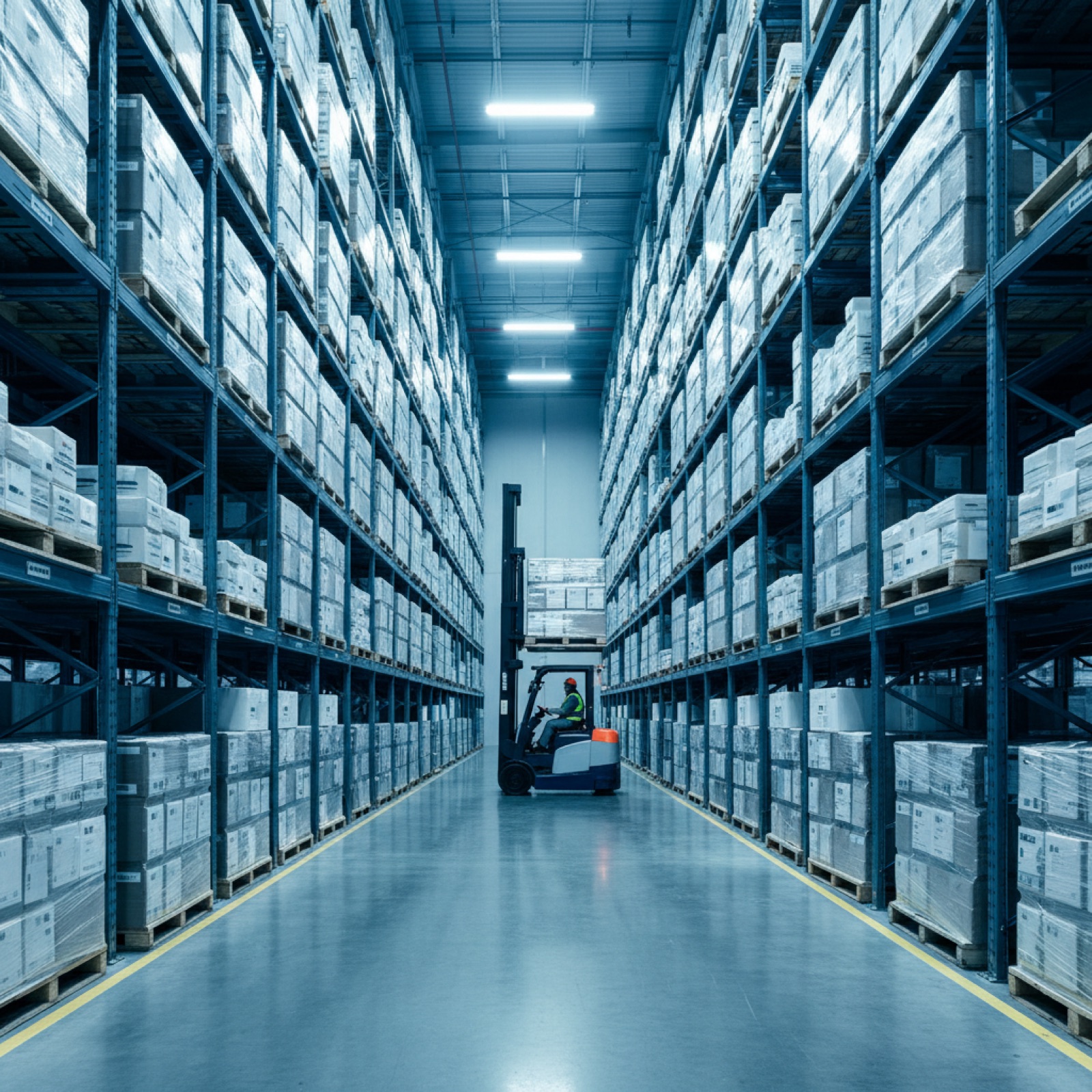 Almacén moderno con racks de alta densidad